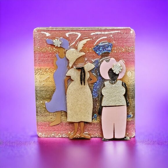 Vtg Woman Pins By Lucinda Brooch Resin Pastels - Picture 1 of 10